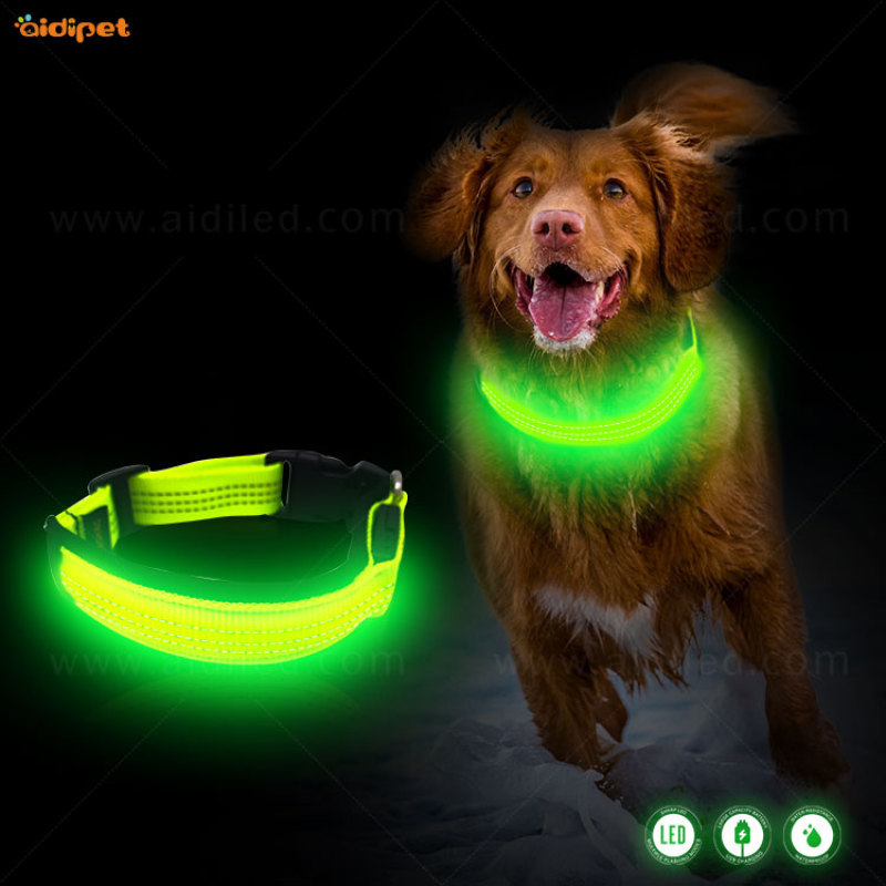 AIDIFLASHING Padded USB Led Dog Collar Rechargeable Night Walking Light Dog Collar USB Factory No Trading Company
