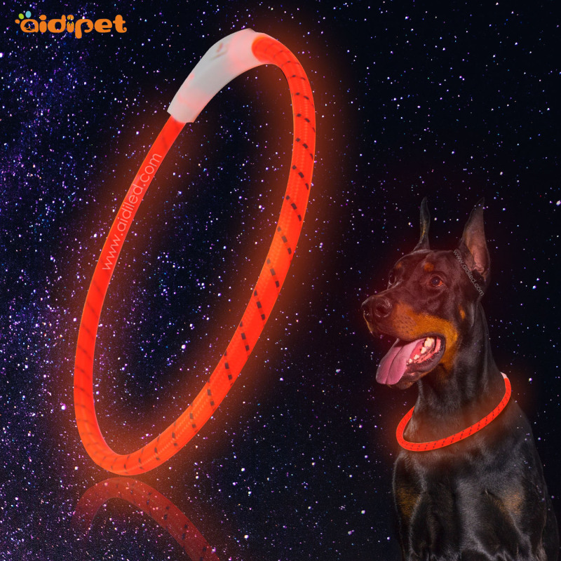 Para Collar Led Perro USB Rechargeable Light Led Dog Collar Reflective Glow Special Nylon Led Dog Collar Manufacturer