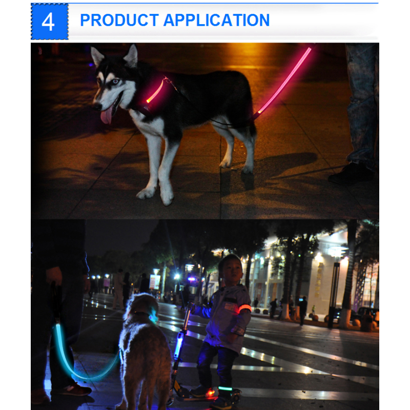 Good Quality Nylon Light-up Led Pet Leash Charging Luminous Safety Led Leash for Dog Accepted Logo Pet Leash Custom