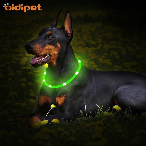 Eco-friendly Silicone Dog Pet Collar DIY Size Cuttable Led Flashing Pet Dog Tube Collar Necklace