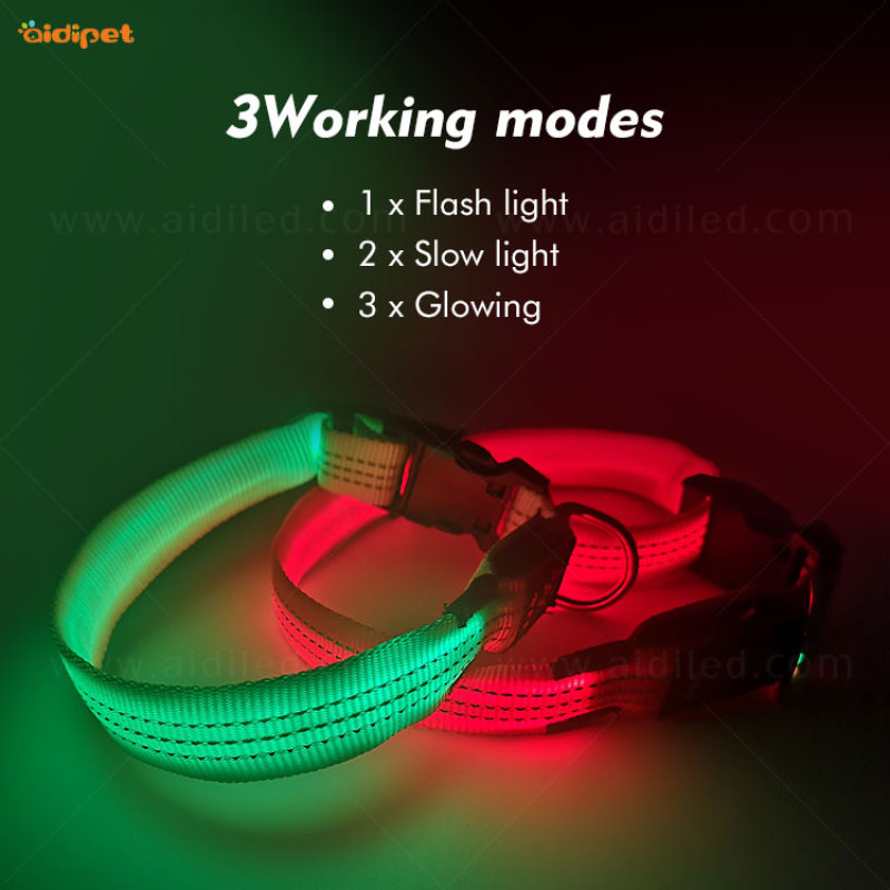 Night Safety Flashing Glow In The Dark Nylon Pet Leash LED Dog Collar Pet Leash customized