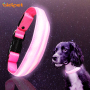 Strong Pulling Force ABS Buckle Flashing Dog Pet Collar Polyester Dual Optical Fibers Dog Collars