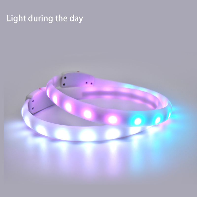 Bling Light Led Glow Collar with RGB Light 450mAh USB Battery Cuttable Dog Collar Silicone Light