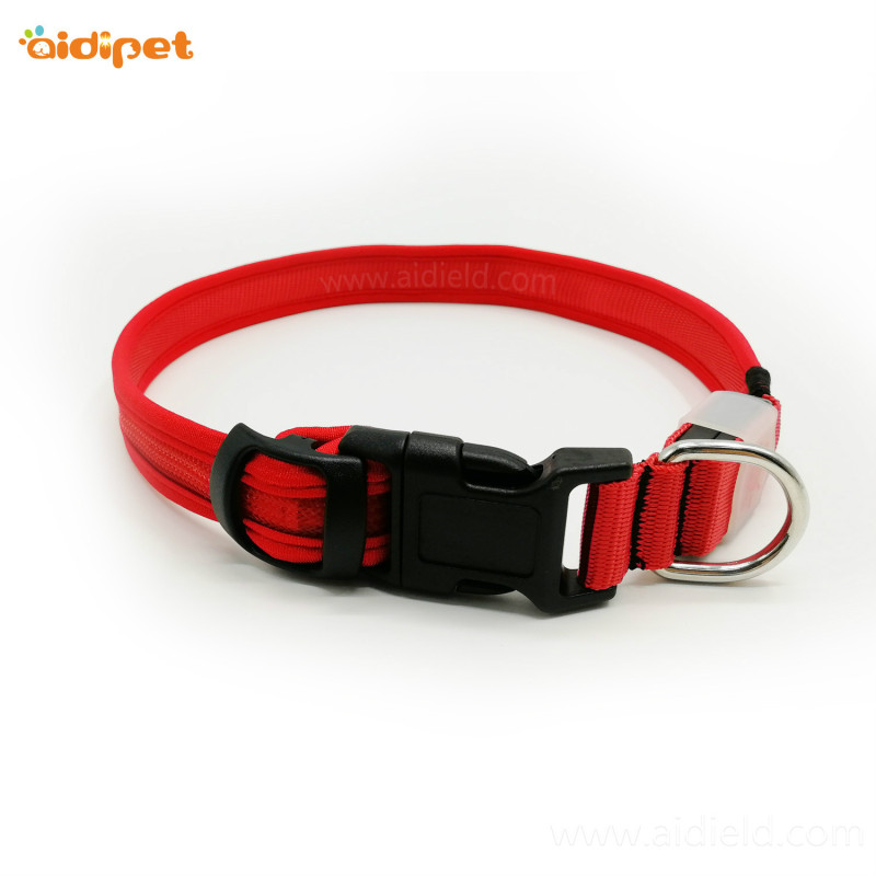 Luminous RGB Nylon Dog Collar Seven Color Dog Flashing Collar Customize Logo Led Dog Collars