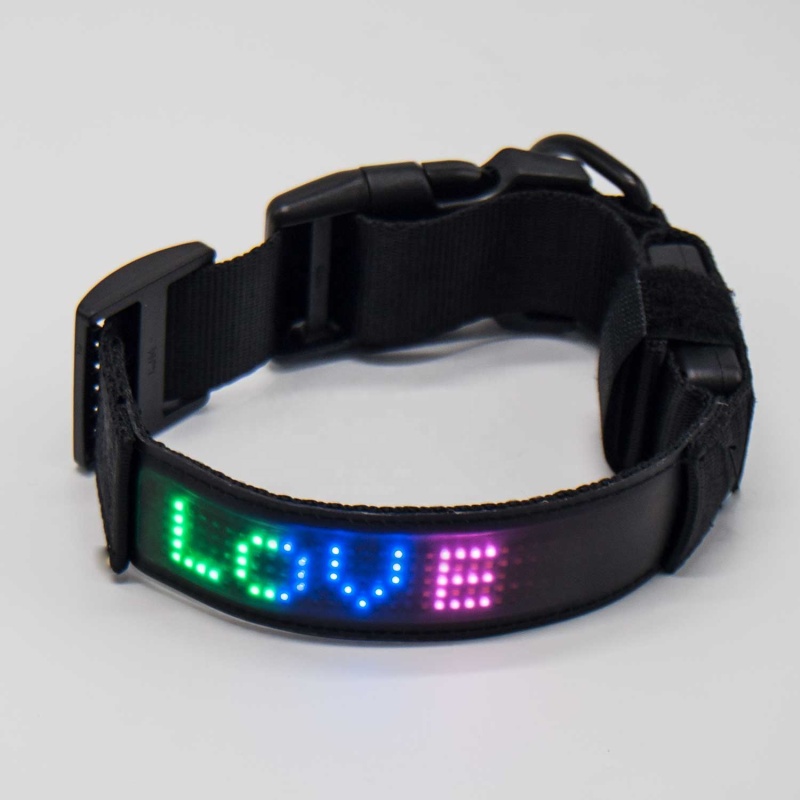 Smart  Dog Collar Flashing Light up Display Programmed Anti-lost Led Dog Collar for Night Safety