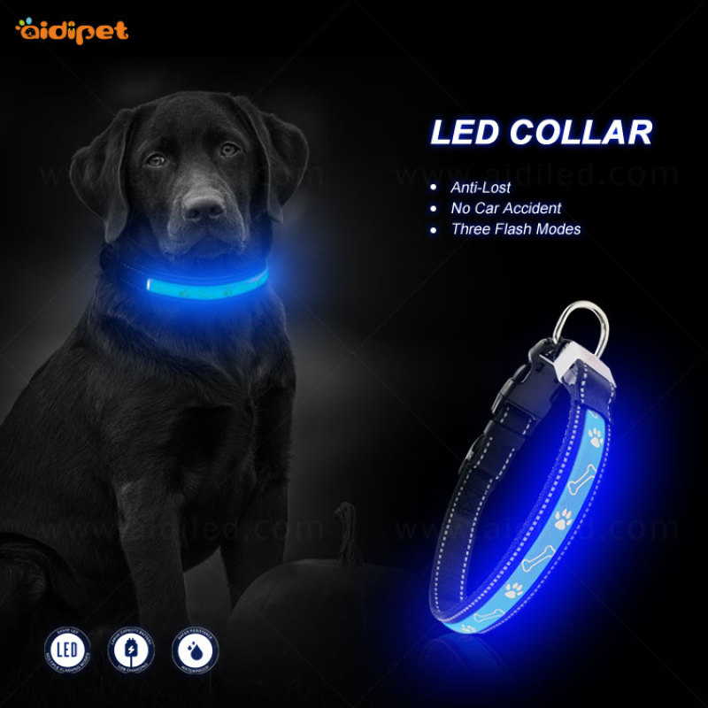 LED dog collar Lights Dog Pets Collars Adjustable Polyester Glow In Night Pet Dog Cat Puppy Safe