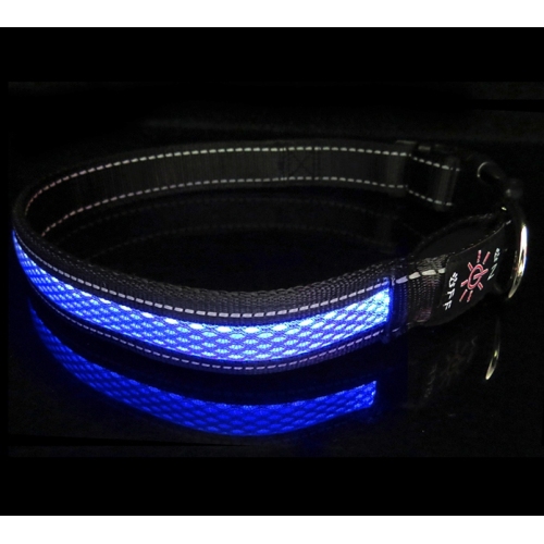 Standard Size USB Rechargeable Nylon Mesh Led Dog Pet Collar & Leash Reflective Stitching Lighted Collar