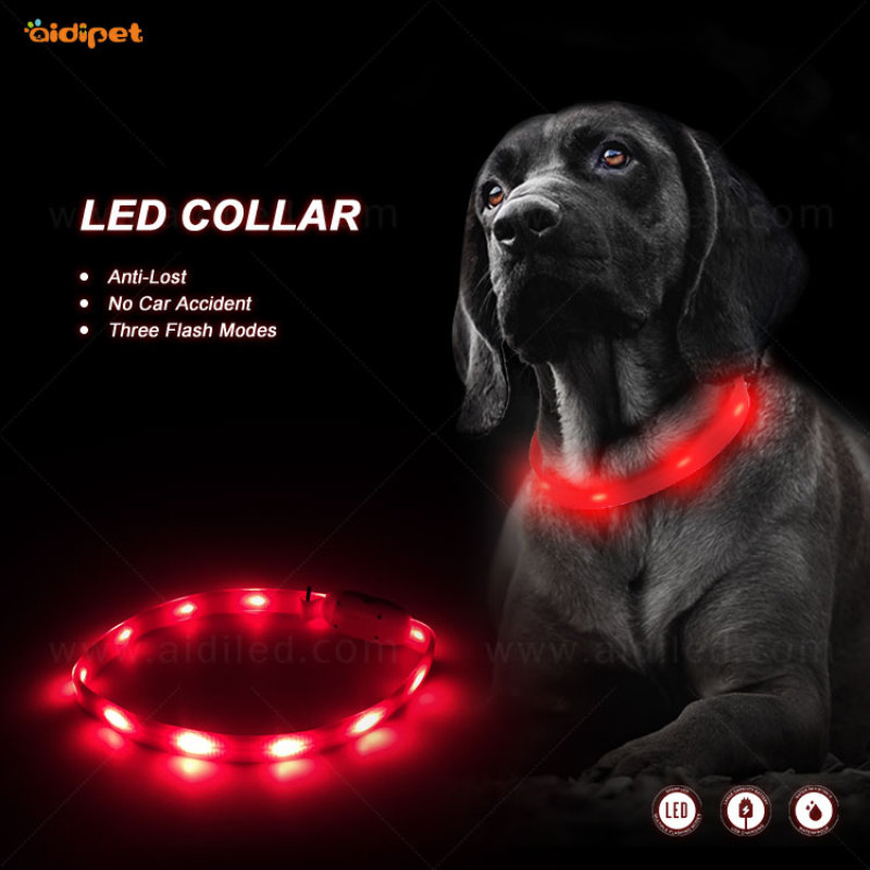 Flashing Light Led Dog Collar PVC Luminous Light up Dog Collar Glow Night Safety Pet Collars Necklace