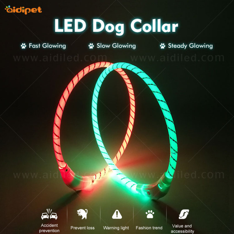 Aidiflashing Pet Supplies  LED Dog Collar Luminous Light up Collar Necklace for Night Safety