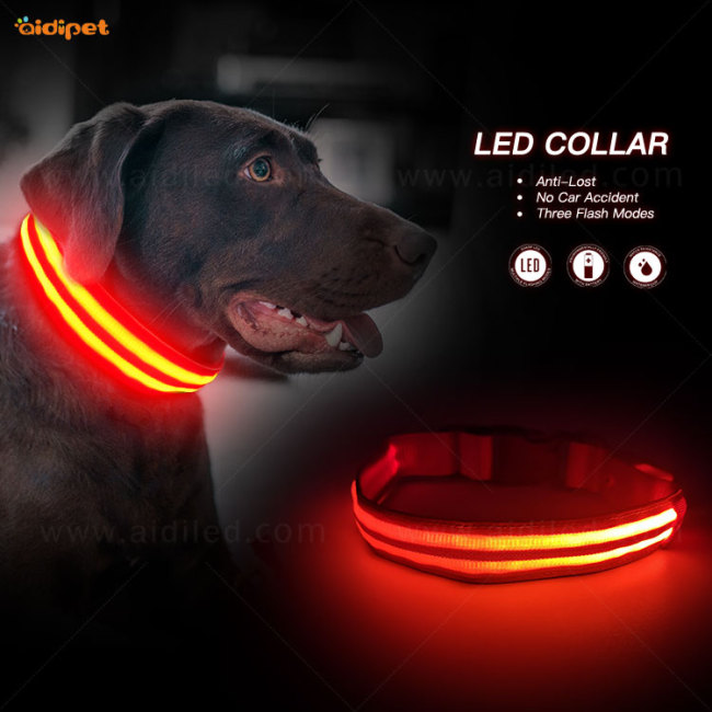 Fashion Dog Collar Wholesale Light up Led Dog Collar Dual Optical Fibers Dog Collars