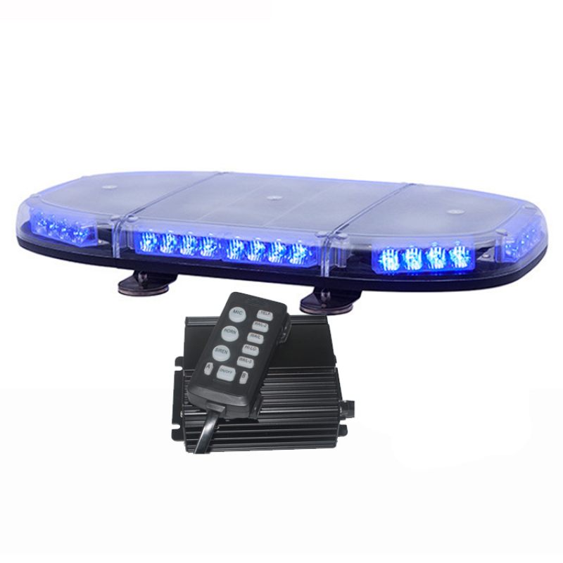 Mini barra de luz LED magnética azul intermitente de ambulancia de policía con sirena