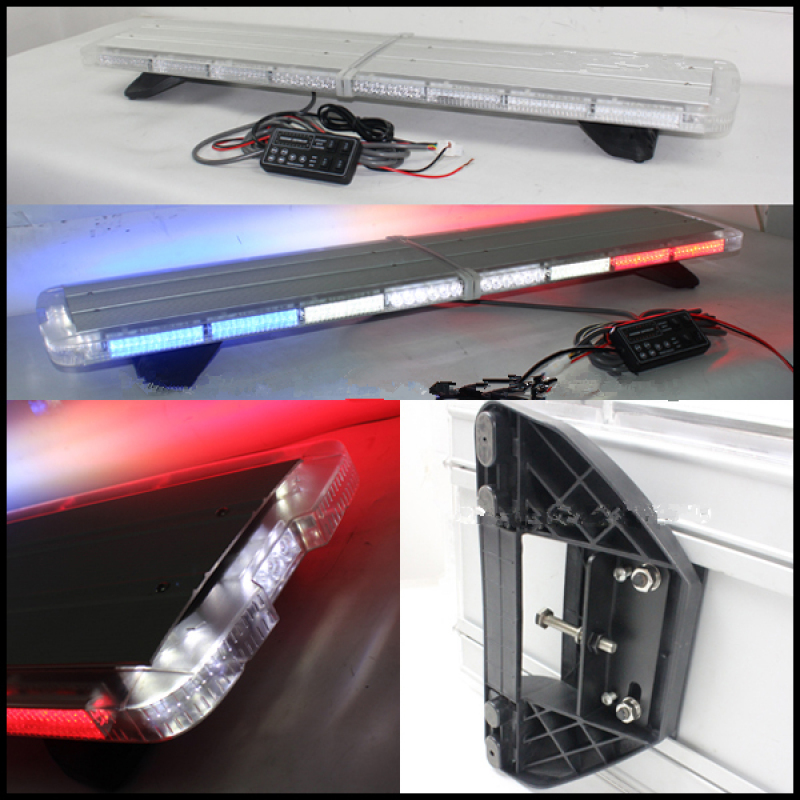 Barra de luz estroboscópica de advertencia intermitente de emergencia para vehículo de patrulla de seguridad led de aluminio rojo y azul delgado de 48 pulgadas