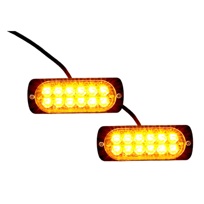 12 светодиодных аварийных предупреждений Янтарно-оранжевый передний мигающий проблесковый маячок для автомобиля 12 В