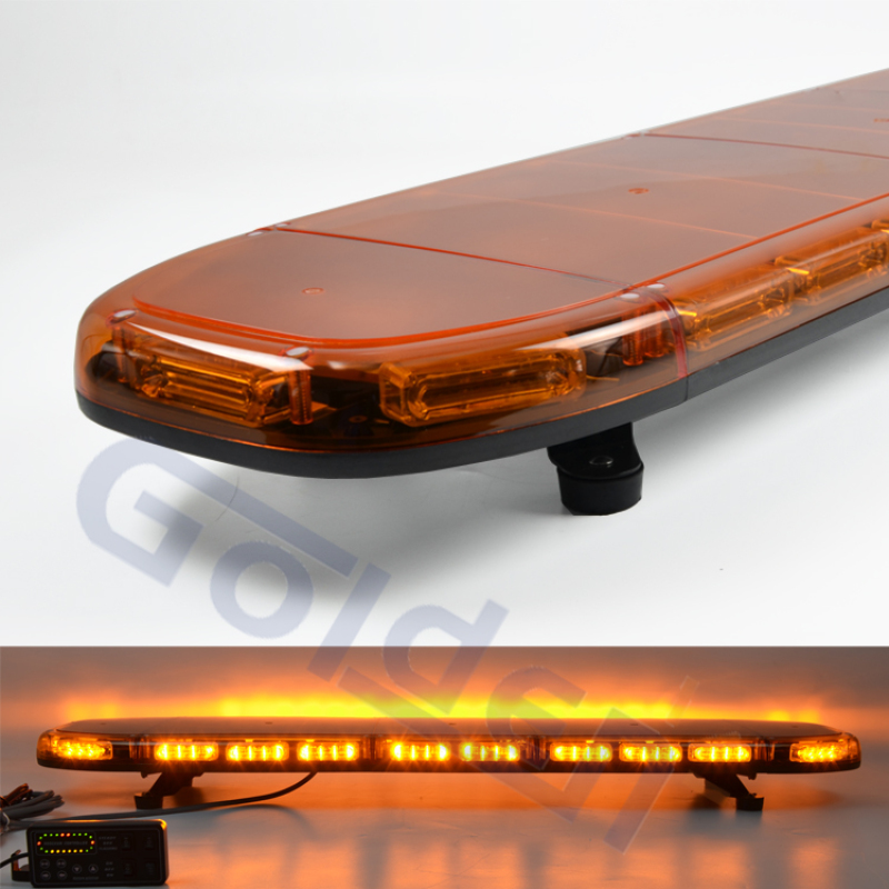 Vente en gros 264W aluminium étanche avertissement stroboscopique mince ambre led barre lumineuse de véhicule d'urgence de police avec sirène