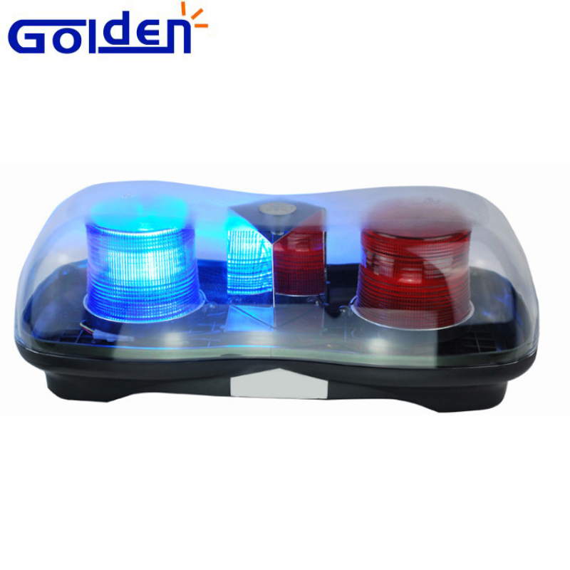 Police red blue rotating flashing Xenon mini light bar with a pair of screw type impulse flash light