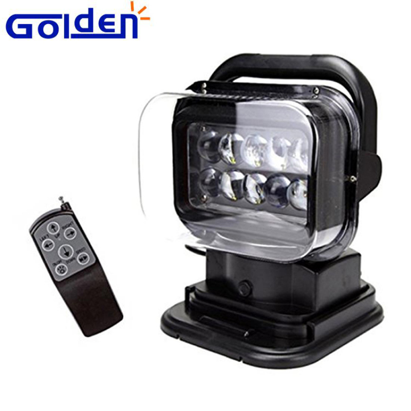 Black 12v 24v 50w LED Rotating Remote Control Work Light Spot for SUV Boat Home Security Farm Field Protection Emergency light