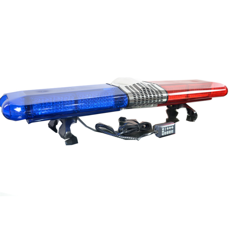 Red blue emergency police led warning light bar with siren and speaker