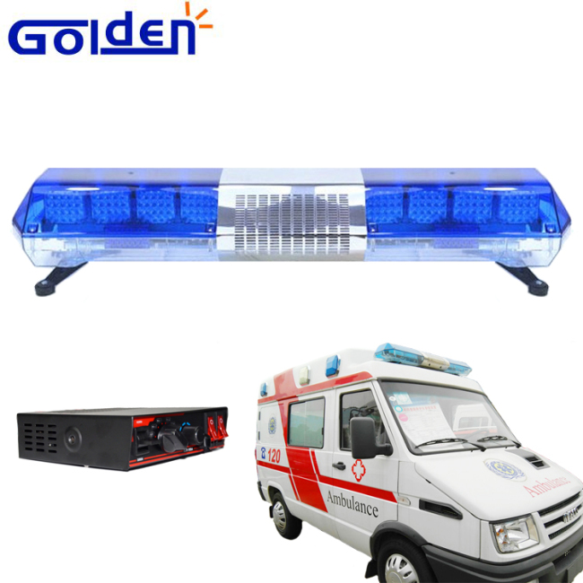 Barra de luz de ambulancia LED intermitente azul y altavoz de sirena con alto rendimiento y salida superior