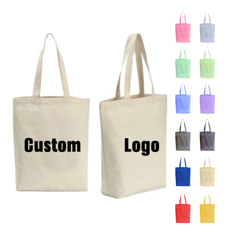 Custom reusable eco shopping canvas bag printed organic cotton tote bags