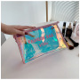 Hot Selling Holographic Clear PVC cosmetic bag Fashion Travel Colorful Dazzle makeup zipper bags