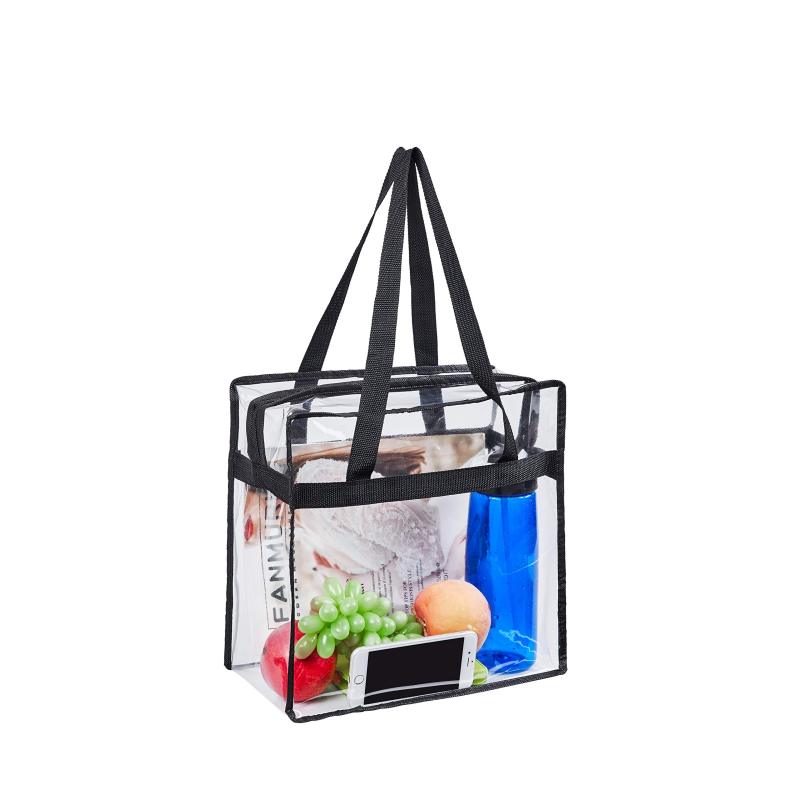 Customized Clear PVC Zipper Closure Crossbody Messenger Shoulder Tote Bag with Adjustable Strap