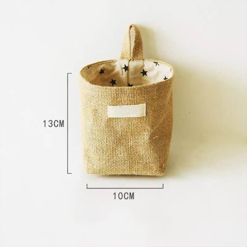Hanging Pocket Storage Basket Small Sack Sundries Organizer Cosmetic Organizer Cotton Linen Storage Bag Home Decor