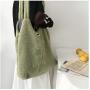 Women Lamb Shoulder Bag Simple Canvas Handbag Tote Large Capacity Embroidery Shopping Bag Cute Book Bags For Girls