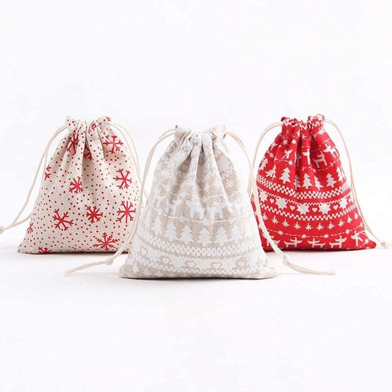 Promotion Drawstring Bag For Merry Christmas Gift Customized Pattern cotton Drawstring Bag