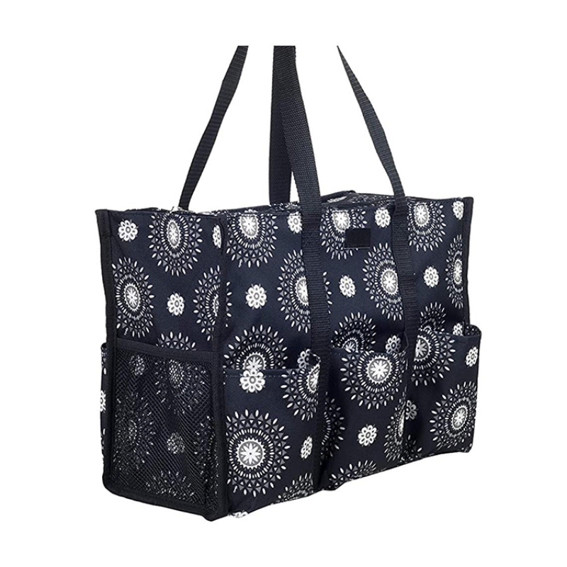 Fashion Cheap Travel Polyester Multi-pocket Tote Bag With Zipper