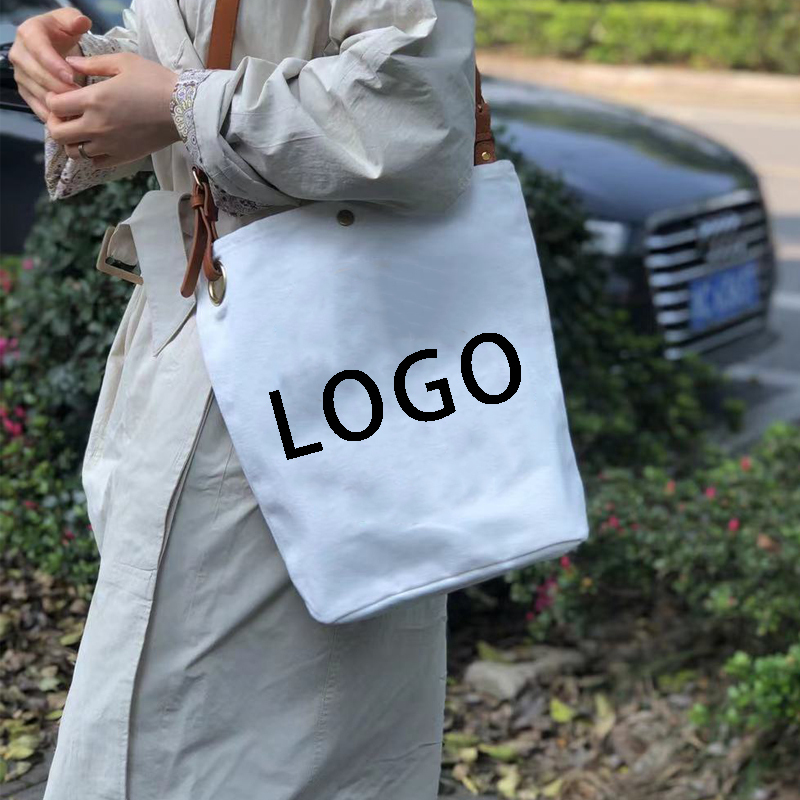 Custom logo size Eco-friendly reusable recycled women tote cotton canvas bag 8oz 10oz 12oz handled shopping cotton carry bags