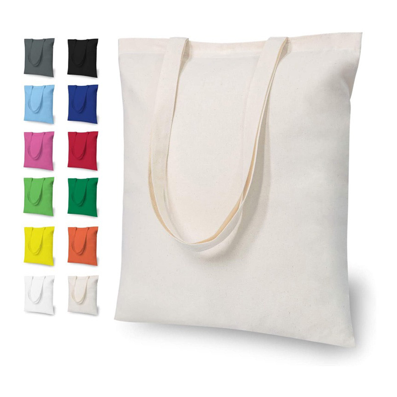 No Logo Eco Friendly Recycled Foldable Blank Simple Colorful Cotton Canvas Shopping Tote Bag