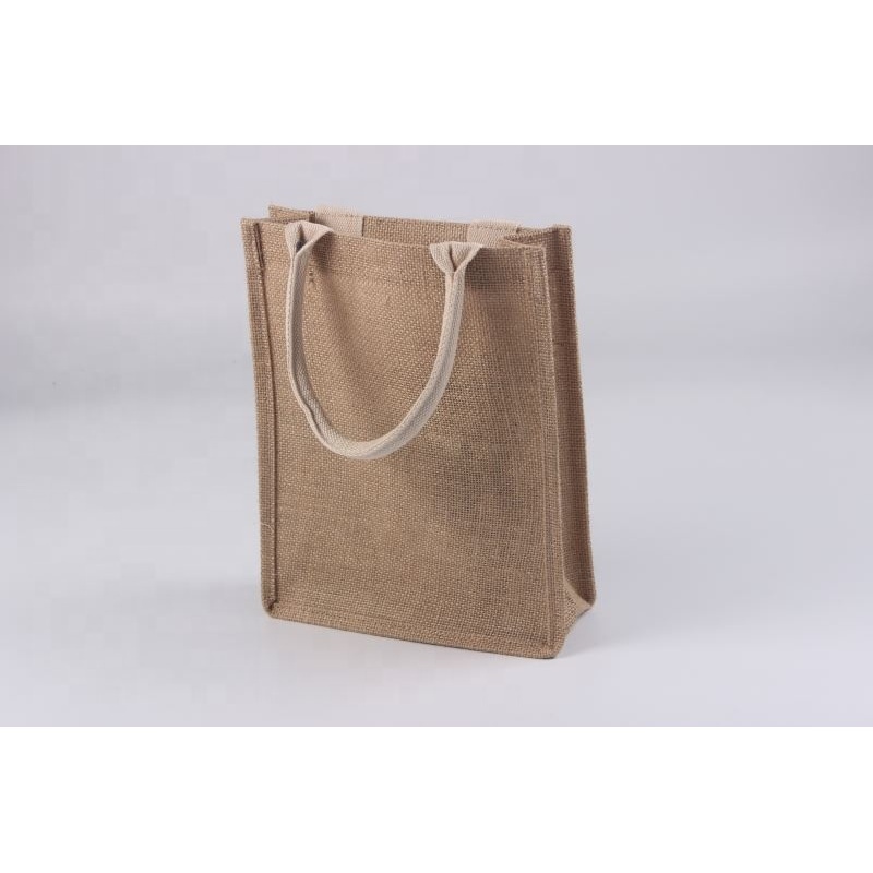 Attractive style natural burlap eco friendly simple reusable tote shopping bag