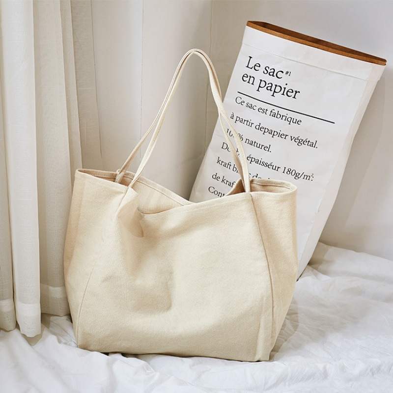 Fashion Customized Recyclable Canvas Cotton Sling Tote Bag Large Blank Minamilist Canvas Shoulder Tote Bag