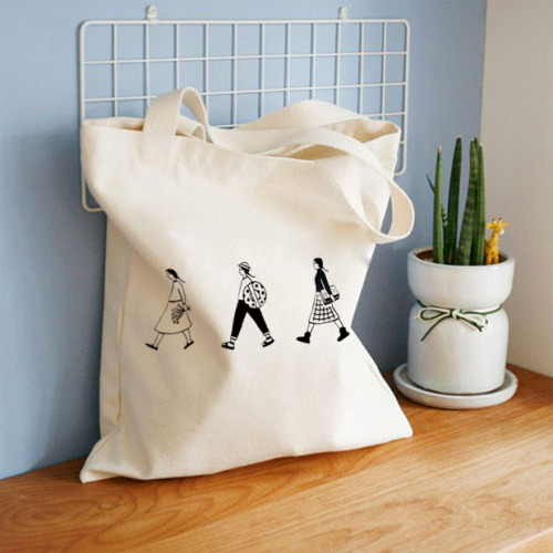 Women Casual Cotton Canvas Shoulder Bags Eco-friendly Folding Reusable Grocery Tote Bags for shopping with logo