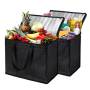 Large Heavy Duty Insulated Reusable Tote Grocery Thermal Black Shopping Cooler Bags