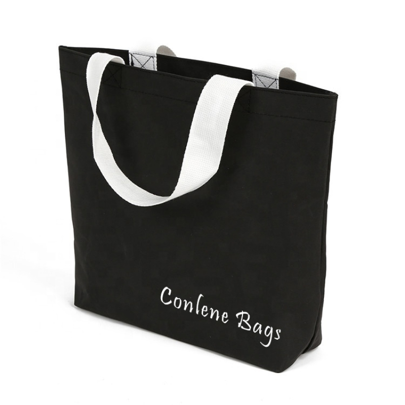 Wholesale Custom Design Cheap Luxury Recyclable Shopping  Black Kraft Paper Bag With Handles