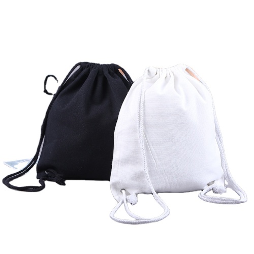 Reusable organic cotton canvas fabric muslin drawstring bag custom design cotton backpack blank cotton bags drawstring