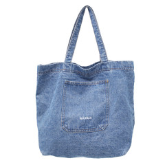 Wholesale Ladies Casual Large Denim Shopping Tote Bags Custom Women Denim Shopper Bags