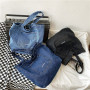 Wholesale Ladies Casual Large Denim Shopping Tote Bags Custom Women Denim Shopper Bags