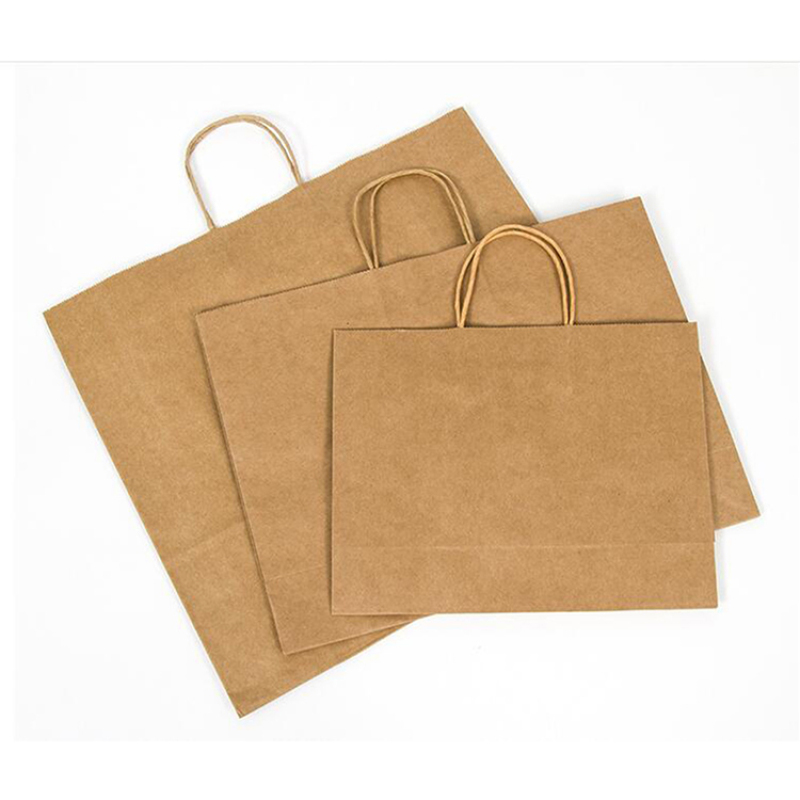 Custom Your Own Logo Size Color Cheap Food Take Away Brown kraft Paper Bag with handle