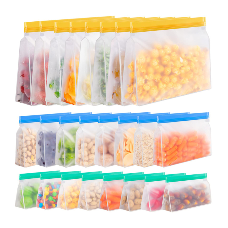 BPA FREE Eco friendly Zipper Leakproof Freezer Bag Washable Reusable PEVA Sandwich Snacks Ziplock Storage Bags
