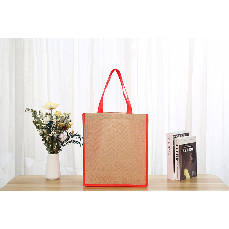 Eco Friendly  OEM Customized printing tote bag with inner lamination Jute Bag