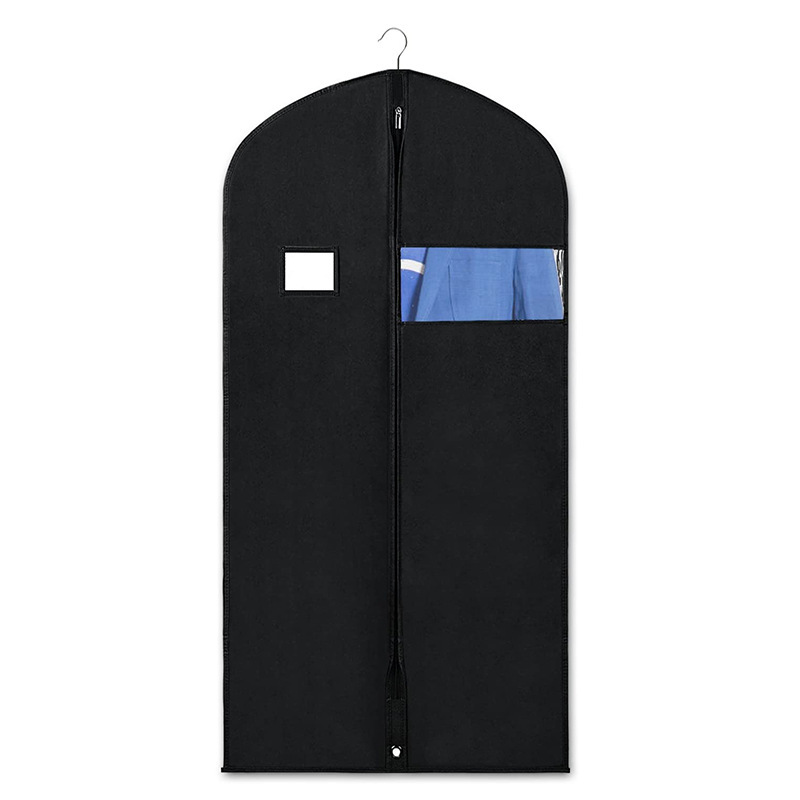 Wholesale Custom Logo Non Woven Mens Clothes Dust Suit Cover Luxury Black Eco Friendly Cloth Suit Cover Garment Bag With Zipper