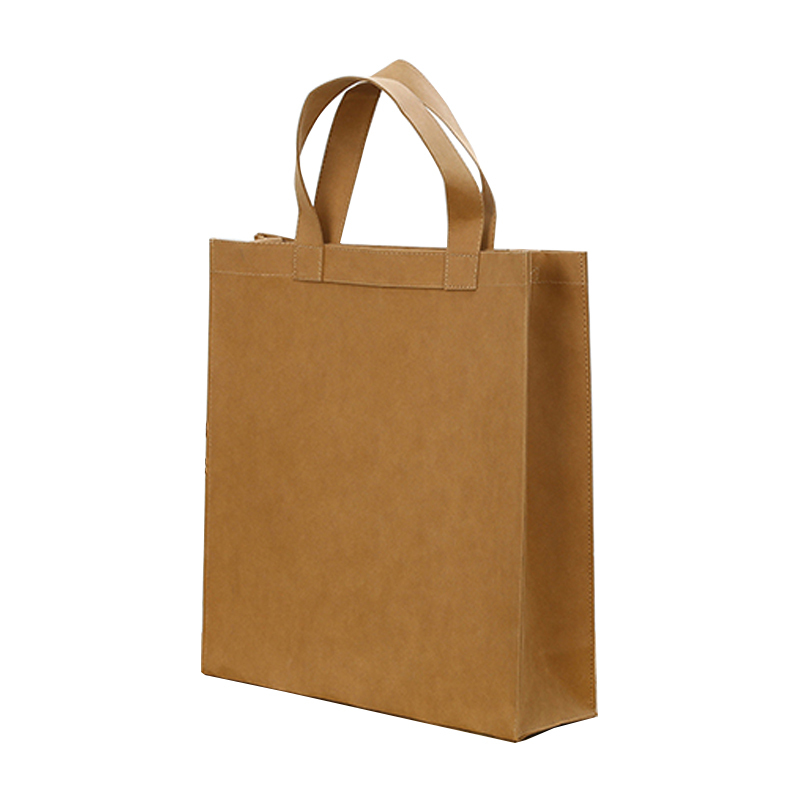 Custom Logo Tote Washable Brown Personalized Paper Kraft Bags With Handles
