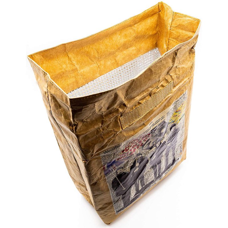 Custom Eco Reusable Waterproof Insulated Cooler Freezable Brown Paper Tyvek Lunch Bag