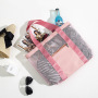 Custom Extra Large Capacity Travel Pool Waterproof PU Foldable Luxury Bag Exterior Zipper Pocket Mesh Beach Bag with Tote