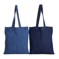 Grand sac fourre-tout en denim bleu à bandoulière en tissu simple personnalisé
