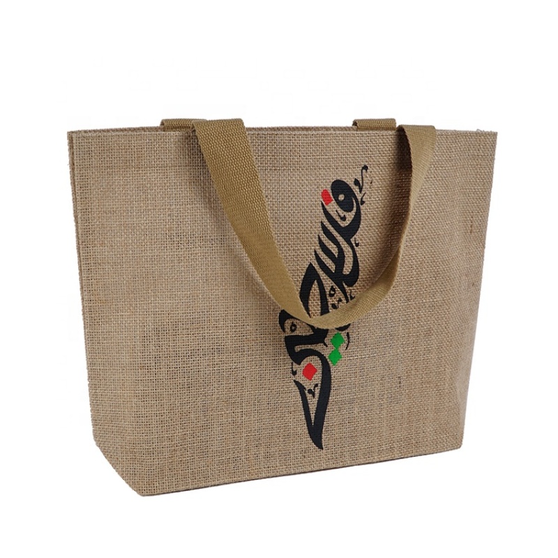 Gift Custom Logo Eco Reusable Laminated Promotional Shopping Cloth Carrying Jute Tote Bags