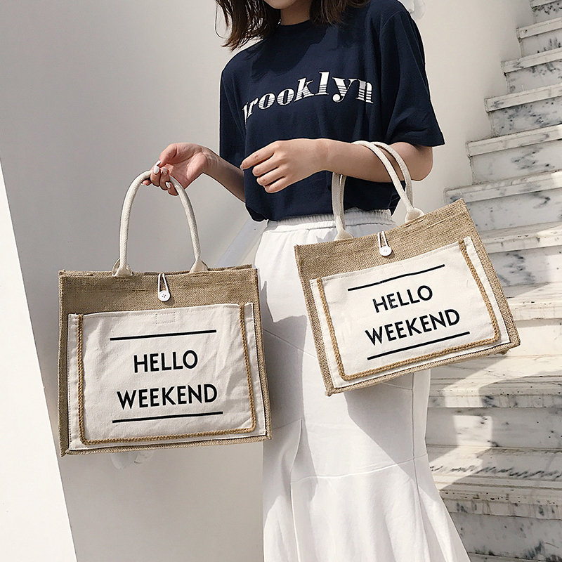 Blank Bags Embroidery DIY Art Crafts Burlap Reusable Grocery Bag Jute Shopping Tote Bag