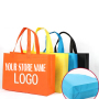 Custom logo printed reusable non woven tote shopping bag